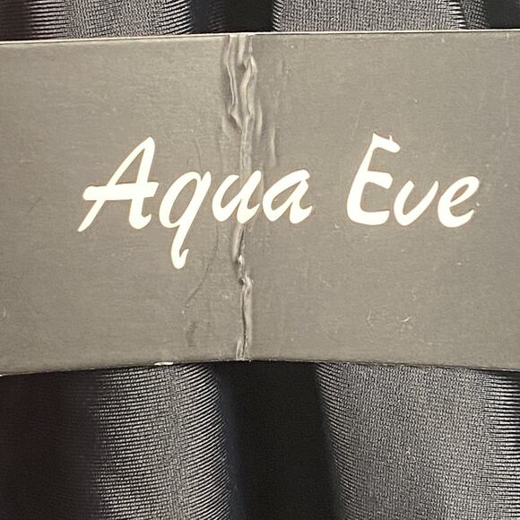 NWT Aqua Eve Womens Medium One Piece Swimsuit Black Cut Out Bow Adjustable Strap - Picture 4 of 6